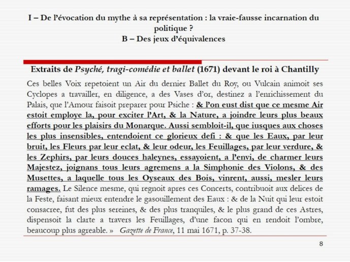 Diapo 8 Extraits de Psyché, tragi-comédie et ballet (1671) devant le roi à Chantilly
