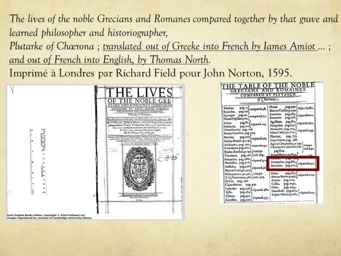 Diapo 19 The lives of the noble Grecians and Romanes compared together by that grave and  learned philosopher and historiographer