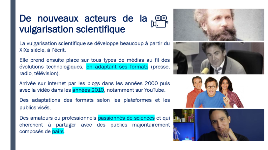 Diapo 2 De nouveaux acteurs de la vulgarisation scientifique
