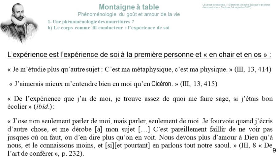 Diapo 9 1. Une phénoménologie des nourritures ? b) Le corps comme fil conducteur : l’expérience de soi