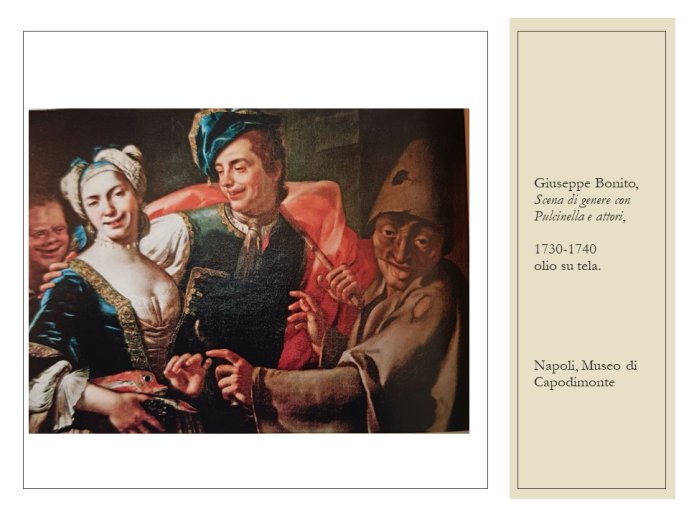 Diapo 10 Giuseppe Bonito, Scena di genere con Pulcinella e attori,1730-1740 olio su tela.