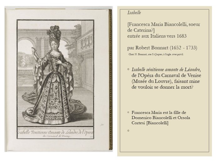 Diapo 24 Francesca Maria Biancolelli, soeur de Caterina?] entrée aux Italiens vers 1683