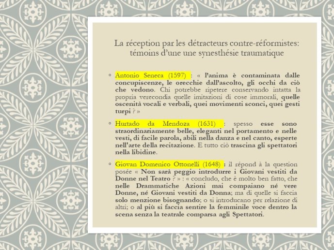 Diapo 8 La réception par les détracteurs contre-réformistes : témoins d’une une synesthésie traumatique