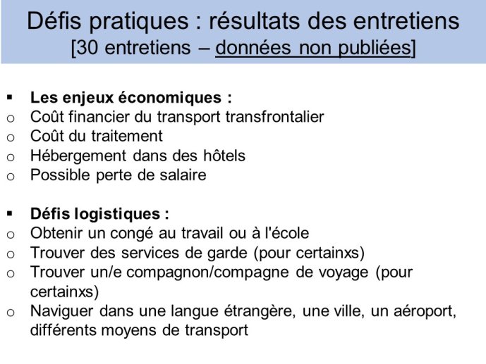 Diapo 14 - Défis pratiques : résultats des entretiens
