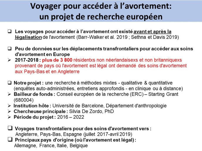 Diapo 2 - Voyager pour accéder à l’avortement:  un projet de recherche européen