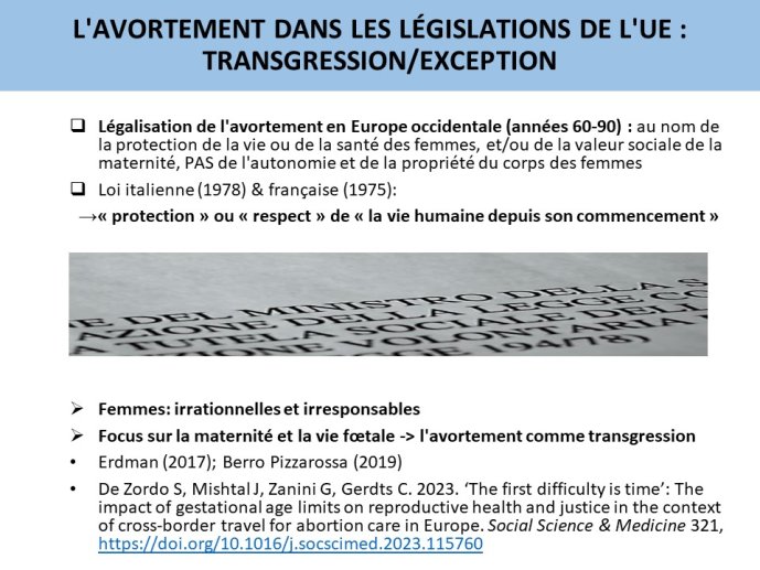 Diapo 5 - L'avortement dans les legislations de l'UE : transgression / exception