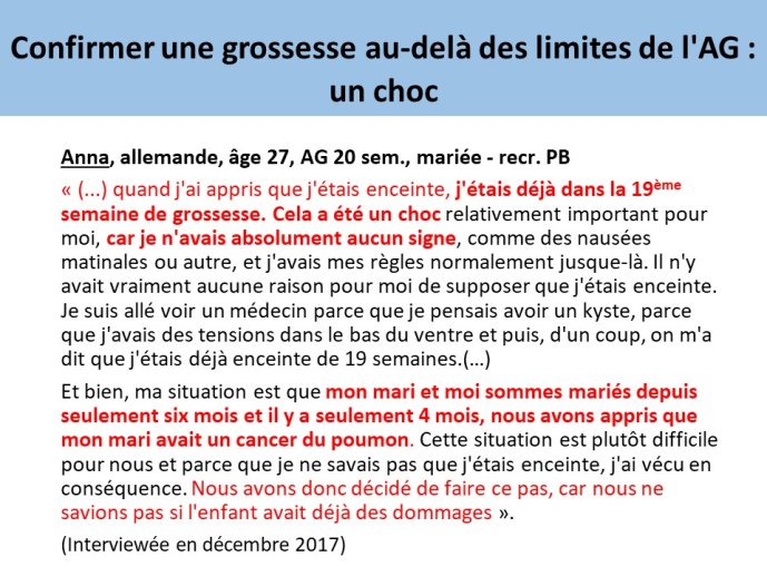 Diapo 8 - Confirmer une grossesse au-delà des limites de l'AG : un choc