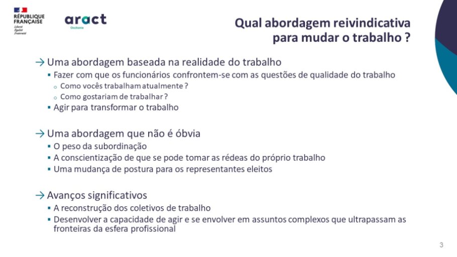 Diapo 3 Qual abordagem reivindicativa para mudar o trabalho ?