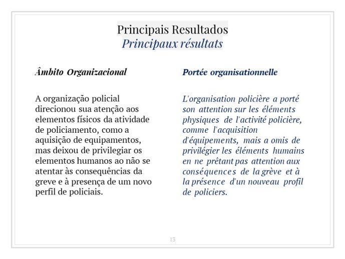 Diapo 13 Principais Resultados = Principaux résultats 2/6