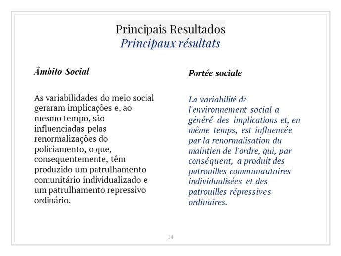 Diapo 14 Principais Resultados = Principaux résultats 3/6