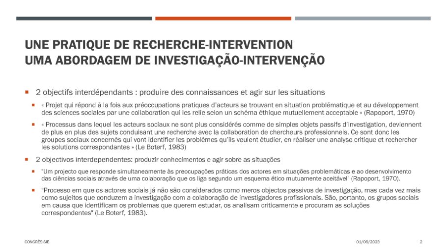 Diapo 1 UNE PRATIQUE DE RECHERCHE-INTERVENTION UMA ABORDAGEM DE INVESTIGAÇÃO-INTERVENÇÃO