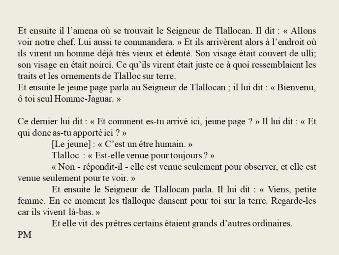 Diapo 16 Et ensuite il l’amena où se trouvait le Seigneur de Tlallocan...
