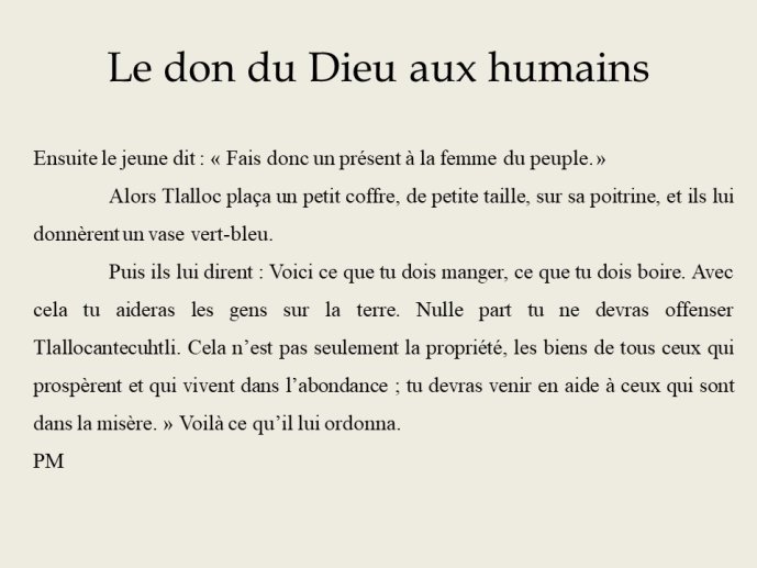 Diapo 20 Le don du Dieu aux humains