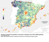 Variation de densité de population annuel entre 2001 et 2005 (hab/km2)