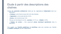 Diapo 15 Etude à partir des descriptions des chaînes