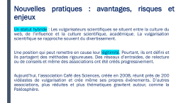 Diapo 3 Nouvelles pratiques : avantages, risques et enjeux