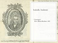 Diapo 36 Isabella Andreini, frontispice Rime, Milano Bordone, 1601