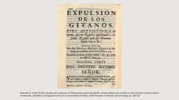 Diapo 5 - Moncada, S. (1746 [1619]). Expulsión de los gitanos. En Restauración política de España y deseos públicos que escribió en ocho discursos el doctor Sancho de Moncada, Catedrático de Sagrada Escritura en la Universidad de Toledo, al Rey Fernando V