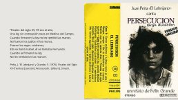 Diapo 6 - Peña, J. ‘El Lebrijano’ y Grande, F. (1976). Finales del Siglo XV (Tientos) [canción]. Persecución. [álbum]. Smash.