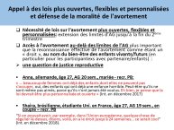 Diapo 18 - Appel à des lois plus ouvertes, flexibles et personnalisées et défense de la moralité de l'avortement