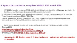 3. Apports de la recherche – enquêtes VIRAGE 2015 et OVE 2020