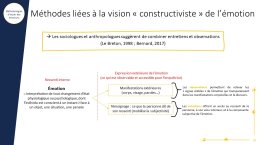 Méthodes liées à la vision « constructiviste » de l’émotion