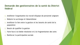 Diapo 2 Demande des gestionnaires de la santé du District fédéral